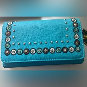 NWT Jade womens clutch, turquoise.